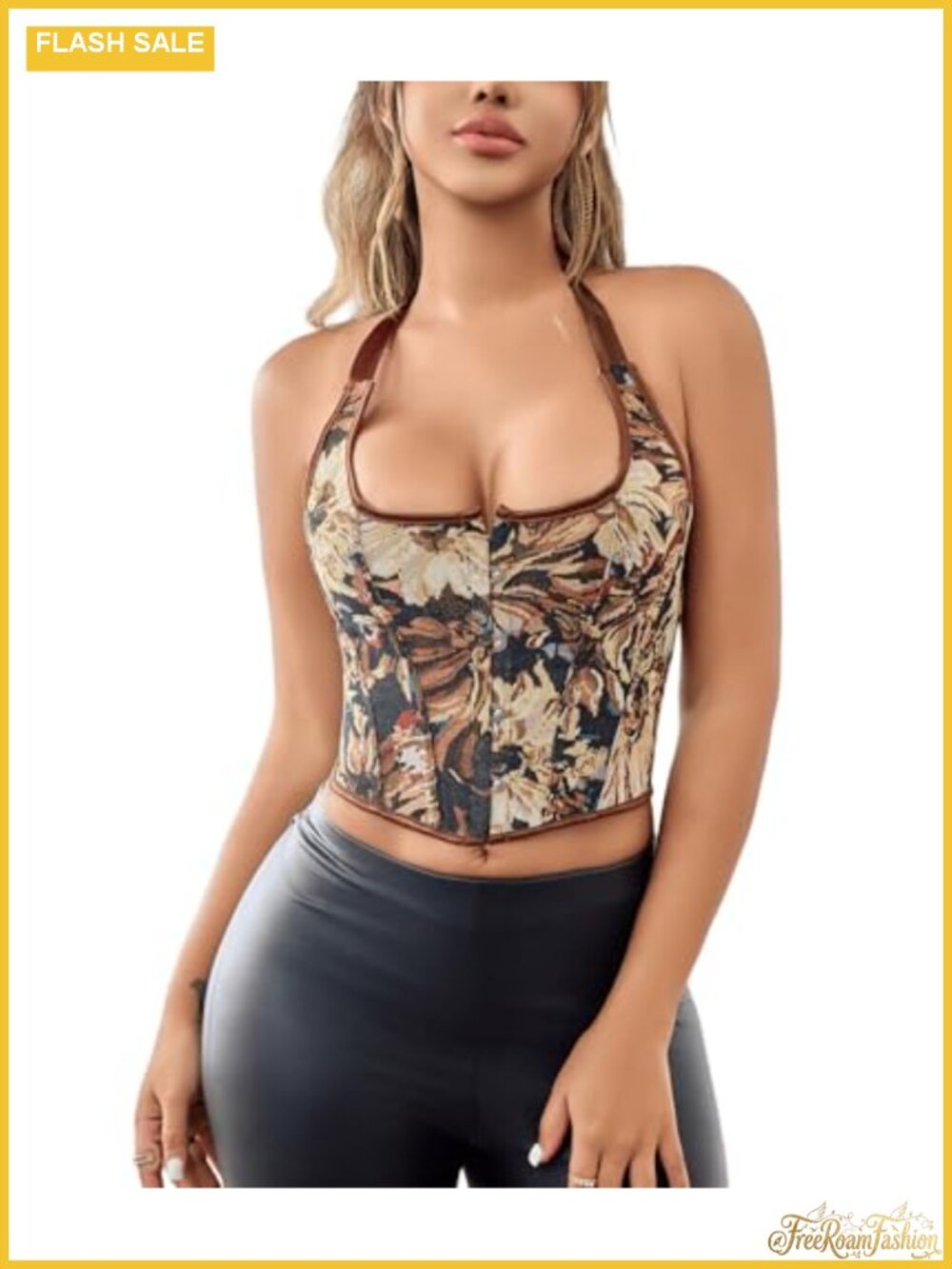 Vintage Corset Bustier Lace-Up Renaissance Halter Top Satin